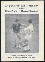 1965 Dukla Praha Budapest Honvéd labdarúgó mérkőzés képes meccsfüzete / Football match booklet 4p.