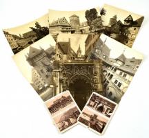 cca 1910 Nürnberg 7 db nagy méretű városképes fotó 25x20 cm, + 2 litho kép Budapesti nevezetességekkel, füzetből