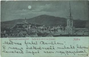 1899 Nyitra, Nitra; Városrészlet madártávlatból, este / night (EK)