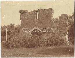 Pusztaszer - 2 db régi fotó: monostor és templom romjai nyugatról, Árpád emlék (Millenniumi emlékmű)...