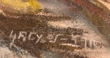 Nagy jelzéssel: Vadász csendélet. Pasztell, papír, üvegezett keretben, 30×47 cm