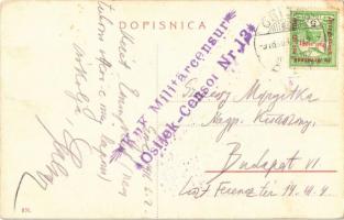 1916 Eszék, Essegg, Osijek; Zimska Luka / Winterhafen / Téli kikötő, MKÁ kotróhajó, uszályok. W. L. ...