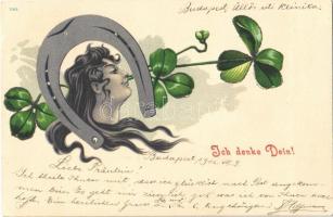1902 Ich denke Dein! / New Year greeting Art Nouveau, decorated litho
