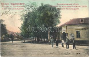 1906 Nagykikinda, Kikinda; Koronaherceg utcai sétány, szálloda / street view, hotel (EK)