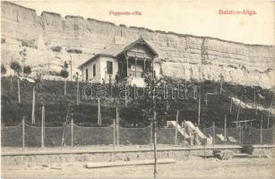 1909 Balatonaliga (Balatonvilágos), Poppovits villa, lépcső és járda építése. Novák jenő kiadása