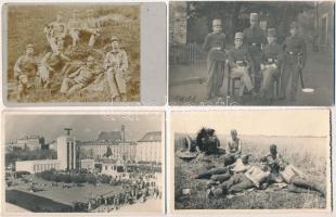 4 db régi katonai fotólap + 1 fotó + 2 db német városképes lap