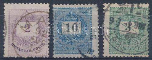 3 db Krajcáros bélyeg: elfogazások, lemezhibák
