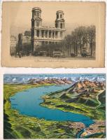 21 db régi képeslap, főleg külföldi városképek, néhány motívum