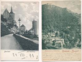 8 db régi képeslap, főleg külföldi városképek
