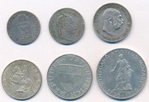 Ausztria 1848-1961. 6db-os vegyes Ag érme tétel, közte két rossz tartású darab T:2-3
Austria 1848-1...