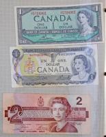 Vegyes 25db-os külföldi bankjegy tétel berakóban, közte tunéziai, kanadai, közép- és dél-amerikai ki...