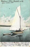 1905 Balatonfüred, Vitorláshajó a Balatonon. Balázsovich Gyula fényképész kiadása (EK)