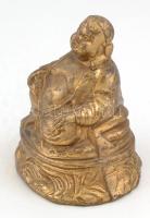 Réz Buddha figura, kopott, jelzés nélkül, m: 10 cm