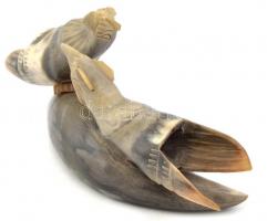 Szaru madárka pár, faragott, egyik mozog, 17,5×5 cm, m:9 cm