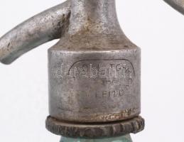 Régi román színes szódásüveg,  felirattal, kopott, m:32 cm