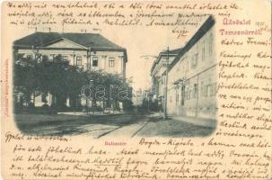 1902 Temesvár, Timisoara; Balázs tér, villamos sín / square, tramway track
