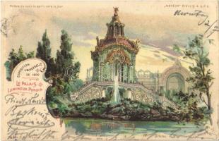 1900 Paris, Exposition Universelle, Le Palais Lumineux Ponsin / Expo, fountain. Art Nouveau, litho