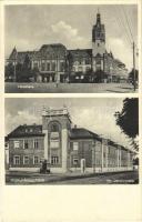 1933 Kiskunfélegyháza, Városháza, Kir. Járásbíróság, kerékpár, hirdetőoszlop