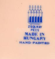 Zsolnay porcelán virágmintás ékszeres doboz, matricás, jelzett, hibátlan, kis kopásnyomokkal, 7,5×7,...