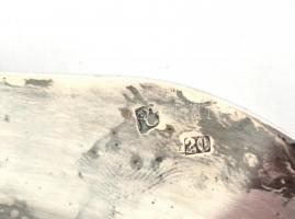 Ezüstözött alpakka köretes tál, jelzett, 27×23 cm