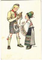 Magyar Cserkészszövetség kiadása / Hungarian scout art postcard s: Márton L.