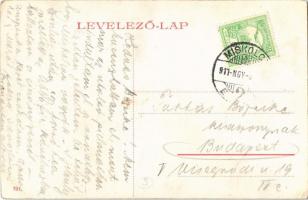 1911 Miskolc, Lacikonyha a Búza téren, piac, villamos megállóhely, üzletek, tömeg. W. L. (?) 791.  (...