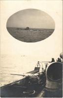 1917 Osztrák-Magyar Haditengerészet Lake-típusú tengeralattjárója matrózokkal a fedélzeten / K.u.K. Kriegsmarine Unterseeboot (U-boot) / WWI Austro-Hungarian submarine with mariners on the board. photo