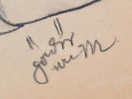 Göndör Bertalan (1908-1945): Anya gyermekével. Szén, papír, jelzett, 29×23 cm