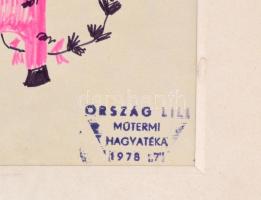 Ország Lili (1926-1978): Ördögöcskék. Színes filctoll, papír,   hagyatéki bélyegzővel, eredetiséget ...