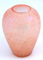 Fújt irizáló váza, maratott, apró karcolásokkal, m: 16,5 cm