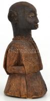 Afrikai faragott fa szobor, repedéssel, kopásokkal, m: 32 cm