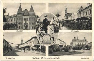 1940 Máramarossziget, Sighetu Marmatiei; Kultúrház, park, Erzsébet főtér, Horthy Miklós bevonuláskor / culture palace, main square, Horthy during the entry of the Hungarian troops