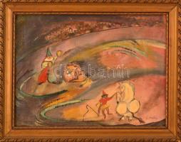 Emőd jelzéssel: Cirkusz. Olaj,vászon-karton, keretben, 29×39 cm