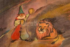 Emőd jelzéssel: Cirkusz. Olaj,vászon-karton, keretben, 29×39 cm