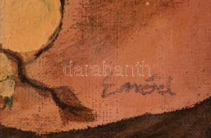 Emőd jelzéssel: Cirkusz. Olaj,vászon-karton, keretben, 29×39 cm