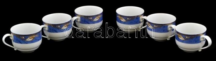 Royal Cpenhagen kávéscsésze és alj, matricás, jelzett, apró kopásnyomokkal, összesen: 6 db
