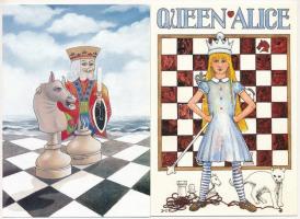 29 db MODERN motívum képeslap: sakk, érdekes és vegyes anyag, festményekkel / 29 modern Chess motive postcards