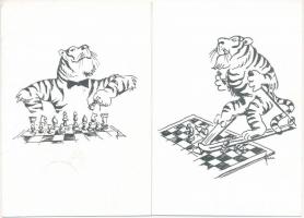 9 db MODERN motívum képeslap: állatok sakkal / 9 modern Chess motive postcards, animals