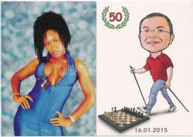 6 db MODERN motívum képeslap: sakk emlékbélyegzésekkel /  6 modern Chess motive postcards with speci...