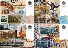 6 db MODERN motívum képeslap: orosz sakk versenyek / 6 modern Chess motive postcards: Russian chess tournaments