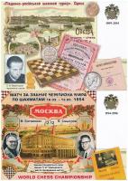 6 db MODERN motívum képeslap: orosz sakk versenyek /  6 modern Chess motive postcards: Russian chess...
