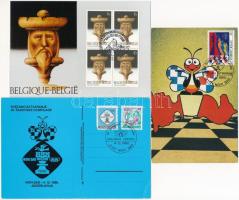 8 db MODERN motívum képeslap: sakk alkalmi bélyegzésekkel / 8 modern Chess motive postcards with sepcial cancellations
