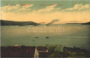 1914 Herceg Novi, Castelnuovo; Einfahrt in die Bocche di Cattaro / The Bay of Kotor, battleships (EK)