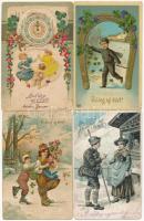35 db főleg RÉGI motívumlap vegyes minőségben, sok üdvözlő és litho / 35 mostly pre-1945 motive postcards in mixed condition: many greetings with lithos