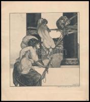 Franz von Bayros (1866-1924): Attends! Nous Allons te Colorer un Pev Ces Deux Jolies Pommes. Heliogravúr, papír, jelzett a nyomaton (Choisy Le Conin) 16,5×16 cm