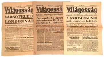 1948, A Világosság című újság 42,46,145. száma, hiányosak, oldalak enyhén foltosak