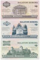 2012. 500K "Balatoni Korona" helyi pénz, "004708" sorszámmal + 2012. 1000K "...