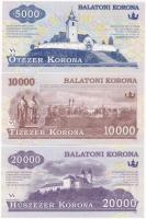 2012. 500K "Balatoni Korona" helyi pénz, "004708" sorszámmal + 2012. 1000K "...
