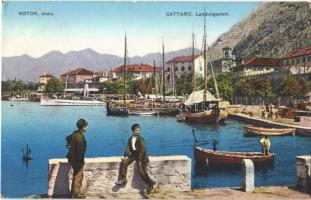 1913 Kotor, Cattaro; Obala / Landungsplatz / coast, port, sailing vessels, steamship
