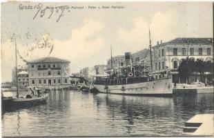 1907 Grado, Porta e albergo Metropol / port and hotel. Trieste steamship